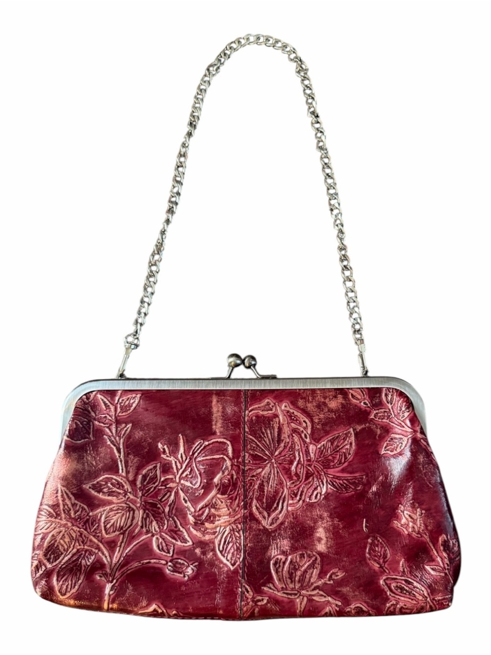 Leather Crossbody Clutch Patricia Nash Potenaz Small Frame Kiss Lock Red